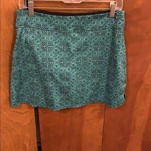 Teal and black print skort